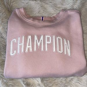 Pink Champion Crewneck || White Sleeves Women’s Comfort Apparel
